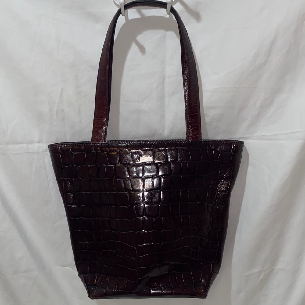 Oroton Brown Crocodile-Embossed Tote Bag